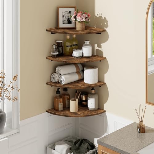 Homode Corner Wall Shelf, 12 Inch Wide Wooden Corner Floating Shelves - Image 2
