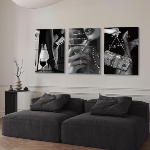 Liacxony 3Pcs Trendy Black and White Luxury Wall Art 24x16 Inch Framed - Image 2
