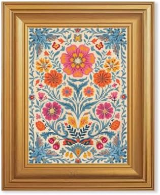 EJPFOGV Colorful Folk Art Bohemian Floral Framed Canvas Wall Art 8x10 inch by FramedCanvasWallArt