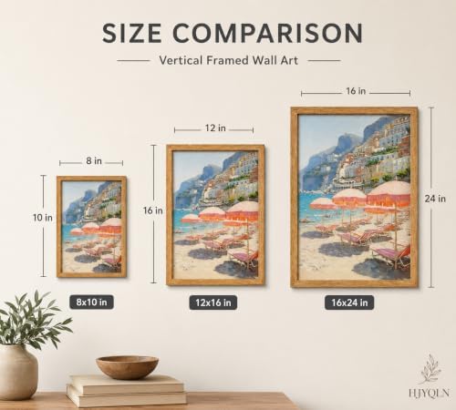 Framed Pink Umbrella Coastal Canvas Wall Art, Beach Scene Picture Wall Decor - Image 5