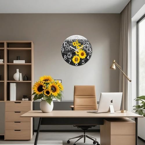 XFM Large Sunflower Wall Clock Battery Operated 20 Inch - Image 2