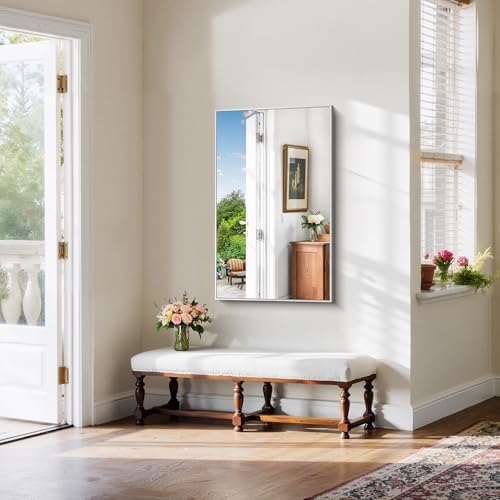 YIROMAN Bathroom Mirror 24"x40", Brushed Silver Large Bathroom Vanity Mirror - Image 6