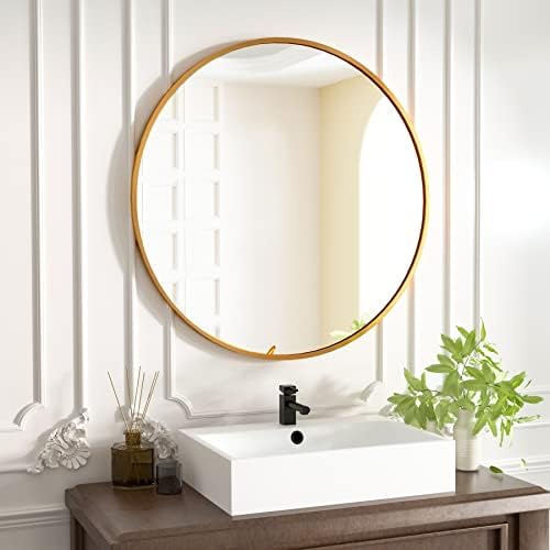 HARRITPURE Round Mirror 35.4" Gold Wall Mounted Circle Mirror - Image 2
