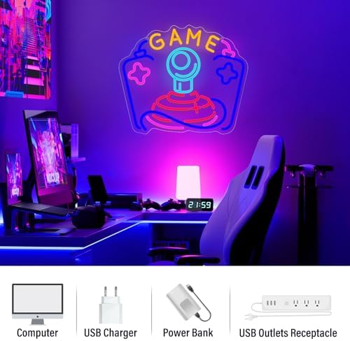 wootfairy LED Lights Wall Decor 15.36 * 13.78in Gamer Joystick Neon Sign - Image 5