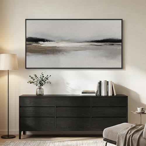 Large Framed Black and White Abstract Wall Art - Image 3
