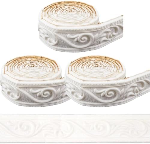 CRASPIRE 266 x 2in Crown Molding 88.6in/Roll Peel and Stick Foam White Self by CRASPIRE