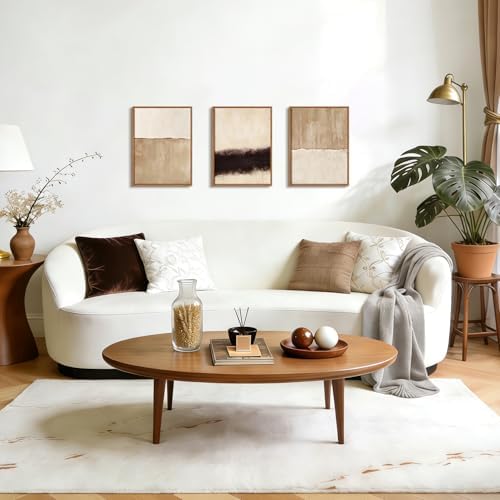 Abstract Neutral Framed Canvas Beige Dark Brown Wall Art Prints 12"x16"x3 - Image 3