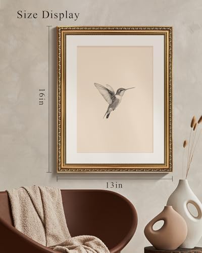 VIYYIEA Gold Framed Hummingbird Wall Art Vintage Canvas Print, 16×20 Inch - Image 6