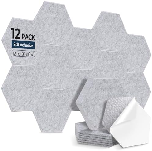 12 Pack Hexagon Acoustic Panels Self Adhesive, Sound Proof Panels by AUSLET
