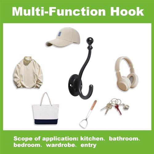 AVICCI 5 Pack Coat Hooks Matte Black Coat Hook, Heavy Duty Hooks Decorative - Image 6