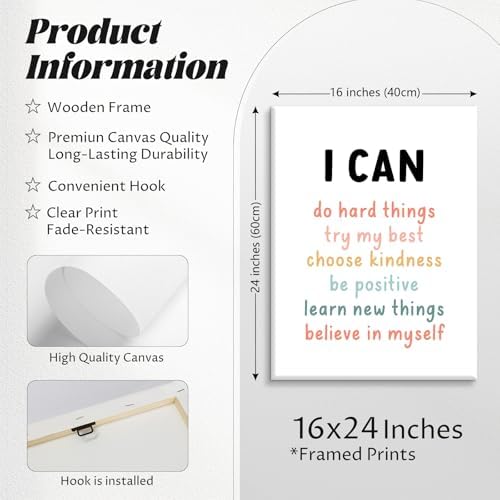 Kids Affirmation Wall Art Positive Canvas Wall Decor Inspirational Quotes - Image 2