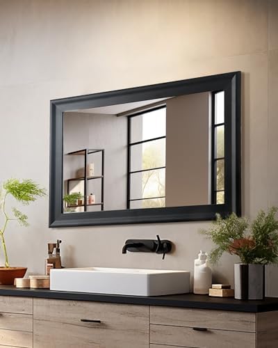 Black Wall Mirror for Bathroom, Rectangle Rustic 24 x 36 inch Vanity Mirrors - Image 4