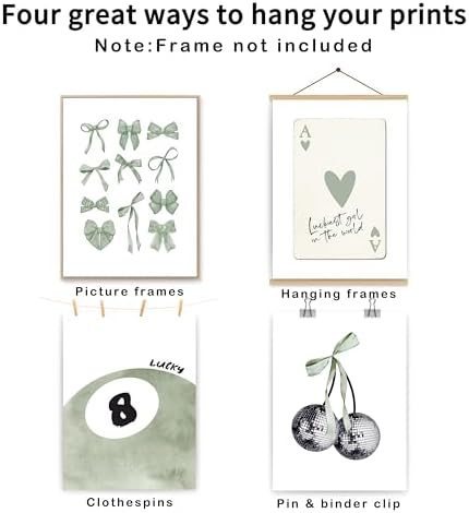okaxscm Sage Green Coquette Trendy Preppy Wall Art Prints Set of 4, Coquette - Image 2