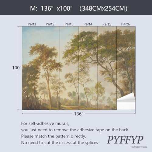 PYFFYP-Vintage Jungle Peel and Stick Wallpaper Green Forest murals - Image 5