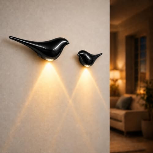 2-Pack Obsidian Plastic Bird Motion Sensor Wall Lights by CiviciaDecors