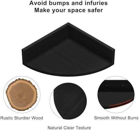 Alsonerbay Wood Corner Floating Shelves Wall Mount 4-Pack - Image 6