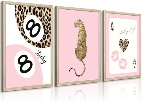 Trendy Leopard Wall Art Cheetah Print Canvas Wall Decor 8 Ball Poster Preppy by Unknown