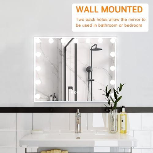 FENCHILIN Vanity Mirror with Lights, 22.8"x 18.1" Hollywood Makeup Mirror with - Image 6