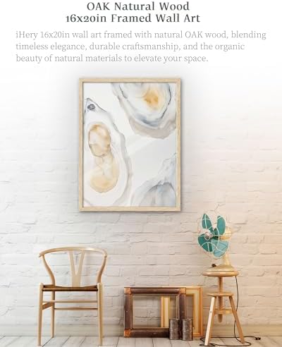 iHery 12x16in Abstract Oyster Framed Coastal Wall Art - Image 4