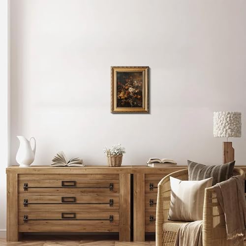 uniro Vintage Gold Framed Wall Art, Moody Dark Autumn Floral Wall Art Prints - Image 4
