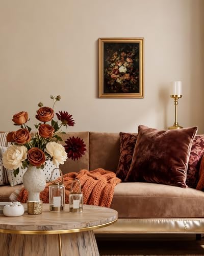 VIYYIEA Gold Framed Moody Dark Floral Wall Art, 16x12 Inch - Image 7