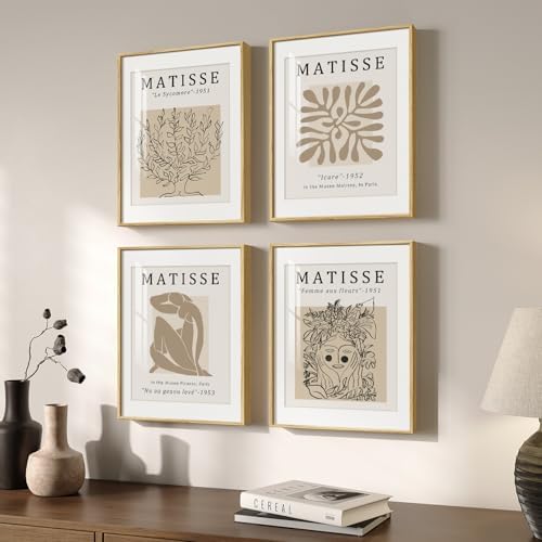 Framed Neutral Beige Matisse Abstract Wall Art - Image 3