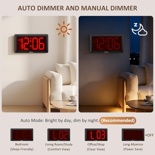Soobest 9.5 Inch Digital Wall Clock Battery Operated, LED Large Display - Image 5