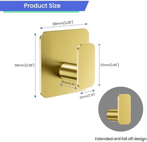 Aikzik Gold Hooks for Hanging Heavy Duty, Adhesive Hooks for Shower, Waterproof - Image 5