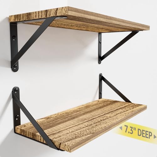COCOYA Wall Shelves 7.3" Deep Solid Paulownia Wood by COCOYA