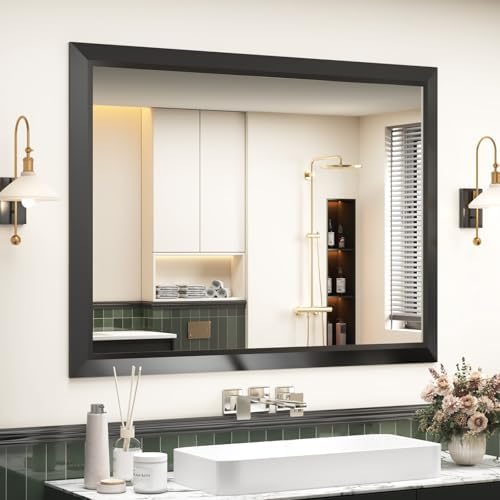 SMIROR 48x36 Matte Black Bathroom Vanity Mirror by SMIROR