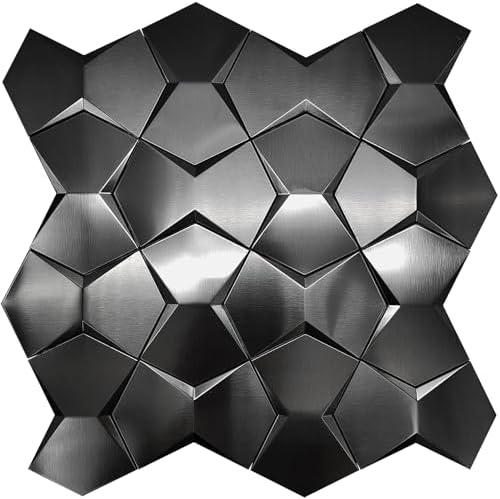 Blujellyfish Black 3D Wall Tile Long Hexagon Tiles by Blujellyfish