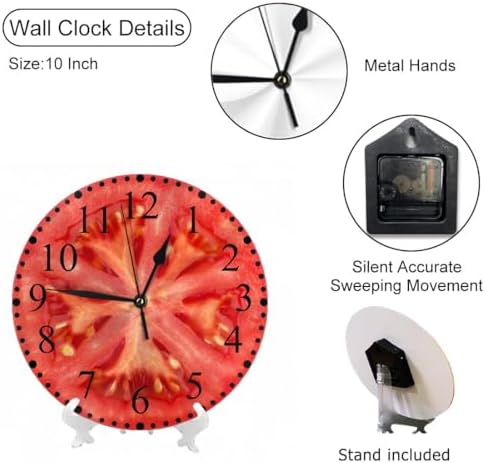 Tomato Wall Clock 10 Inch Battery Operated Tomato Slice Fresh Fruit Vegetable - Image 3