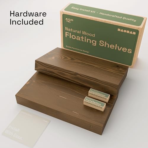 Solid Wood Floating Shelves for Wall 12 Inch Walnut, Small Wooden Shelf - Image 6