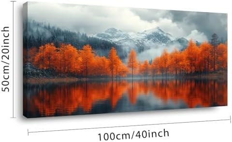 Lasdel Beautiful Autumn Lakeside Forest Landscape Wall Art - Image 2