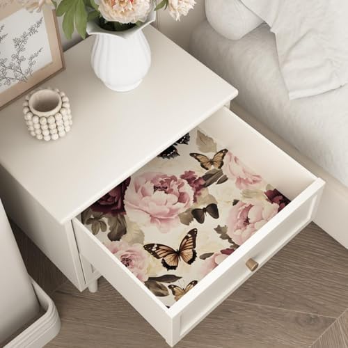 Laatse Beige Pink Butterfly Floral Peel and Stick Wallpaper 17.5"x393" - Image 6
