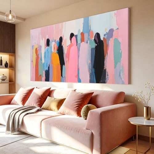 I@U Modern Colorful Wall Art Prints Minimalism Pink Canvas Wall Art Decor by IU