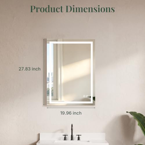 LED Bathroom Mirror with Lights, 28x20 Inch Wall Vanity Mirror - Image 2