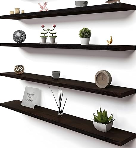 48 Inch Brown Wood Floating Shelves by YFYEO