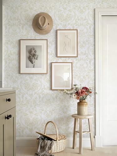 Peel and Stick Wallpaper for Bedroom Beige and White Damask Waterproof - Image 7