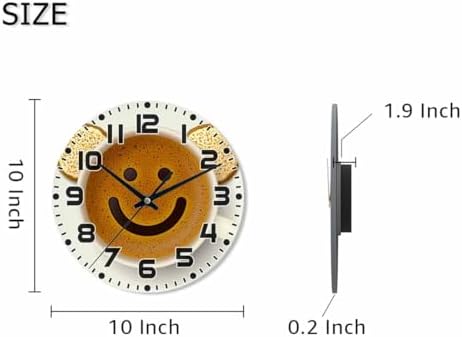 Smiley Face Coffee Wall Clock Biscuits Battery Powered Wall Clock Silent Non - Image 2