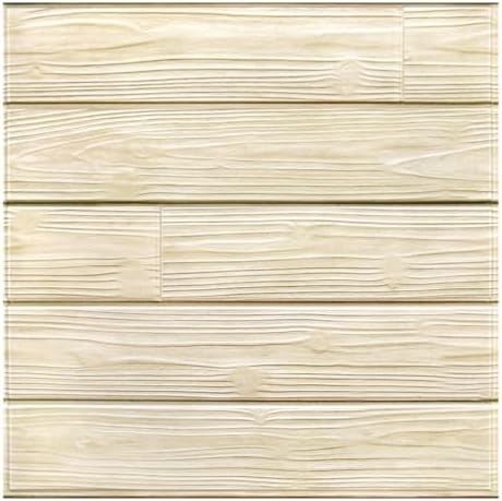 Commomy 3D Faux Wood Peel and Stick Wall Tiles 10 Pcs 11.8" x 11.8" by CommomyDecor