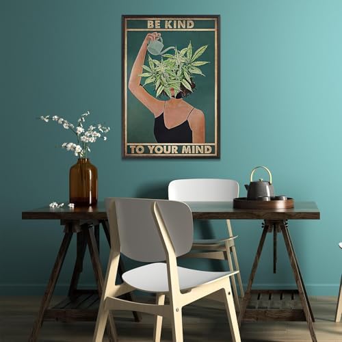 Vintage Mental Health Be Kind To Your Mind Posters Green Background Abstract - Image 4