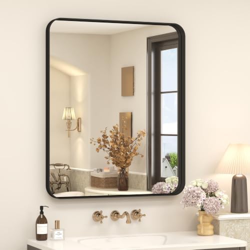 20x24 Inch Black Metal Framed Bathroom Mirror by CHARMOR
