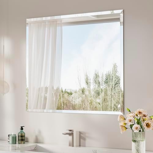 Keonjinn 42 x 36 Inch Frameless Bathroom Mirror by Keonjinn