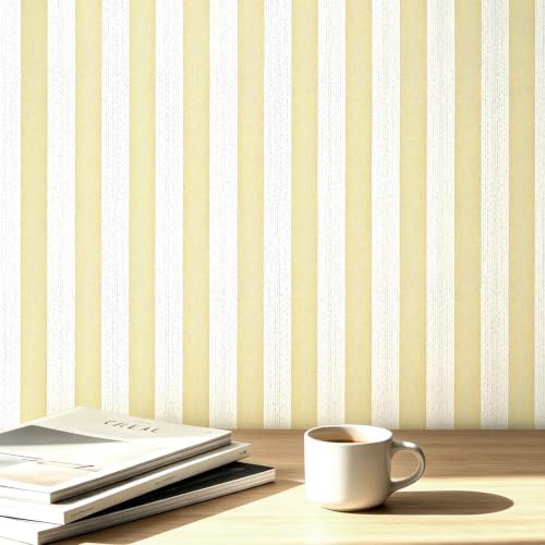 Yellow Stripe Peel and Stick Wallpaper 15.7" x 118" by Horryhaushomedecoration
