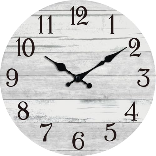 KECYET 18 Inch Wall Clock Battery Operated Gray White Silent Farmhouse by KECYETWALLCLOCK