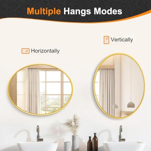 Delma 28x22 Gold Oval Bathroom Mirror - Image 5