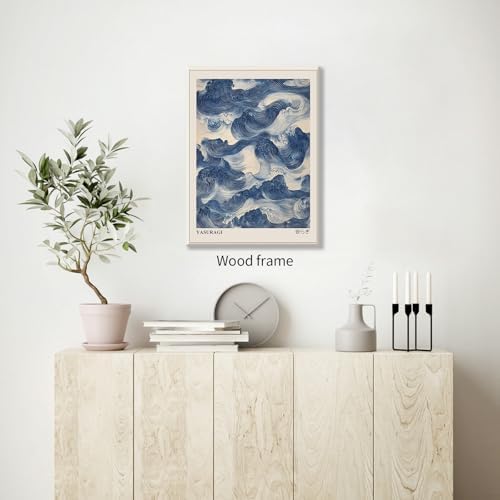 Japanese Blue Waves Wall Art Vintage Oriental Japandi Wabi Sabi Poster 08x10 - Image 3