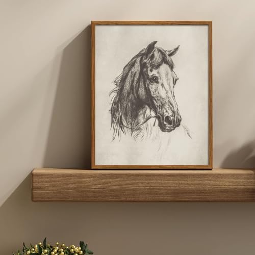 uniro Vintage Horse Etching Sketch Equestrian Retro Wall Art Print Farmhouse - Image 2