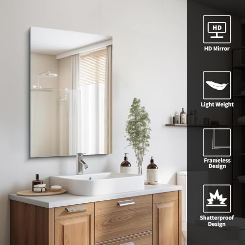 CILIBER Frameless Mirror, 24x36 Rectangle Bathroom Vanity Mirror - Image 5